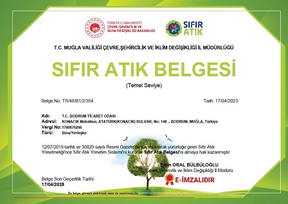 BODTO SIFIR ATIK TEMEL SEVİYE BELGESİNE KAVUŞTU