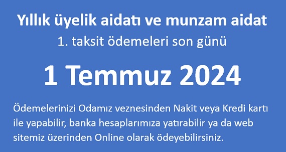 YILLIK AİDAT ÖDEME DUYURUSU