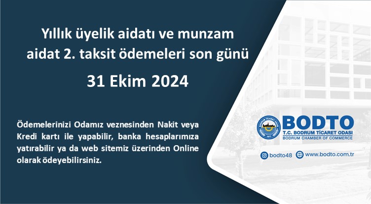 YILLIK AİDAT 2. TAKSİT ÖDEME DUYURUSU