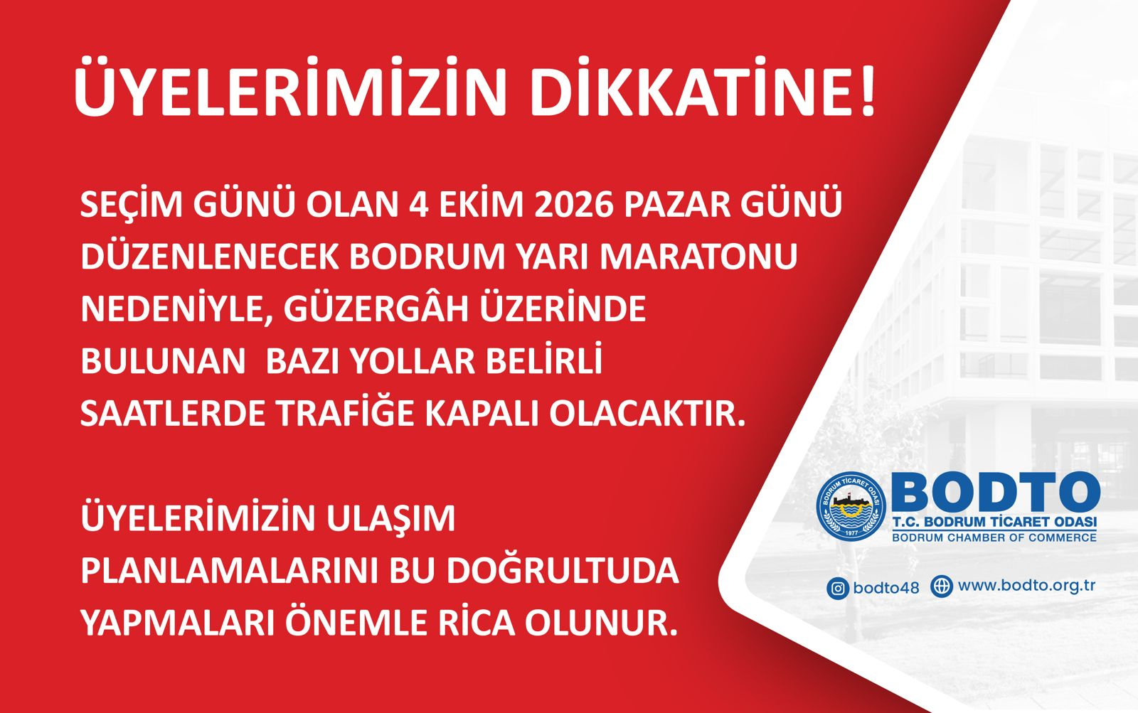 ÜYELERİMİZİN DİKKATİNE!