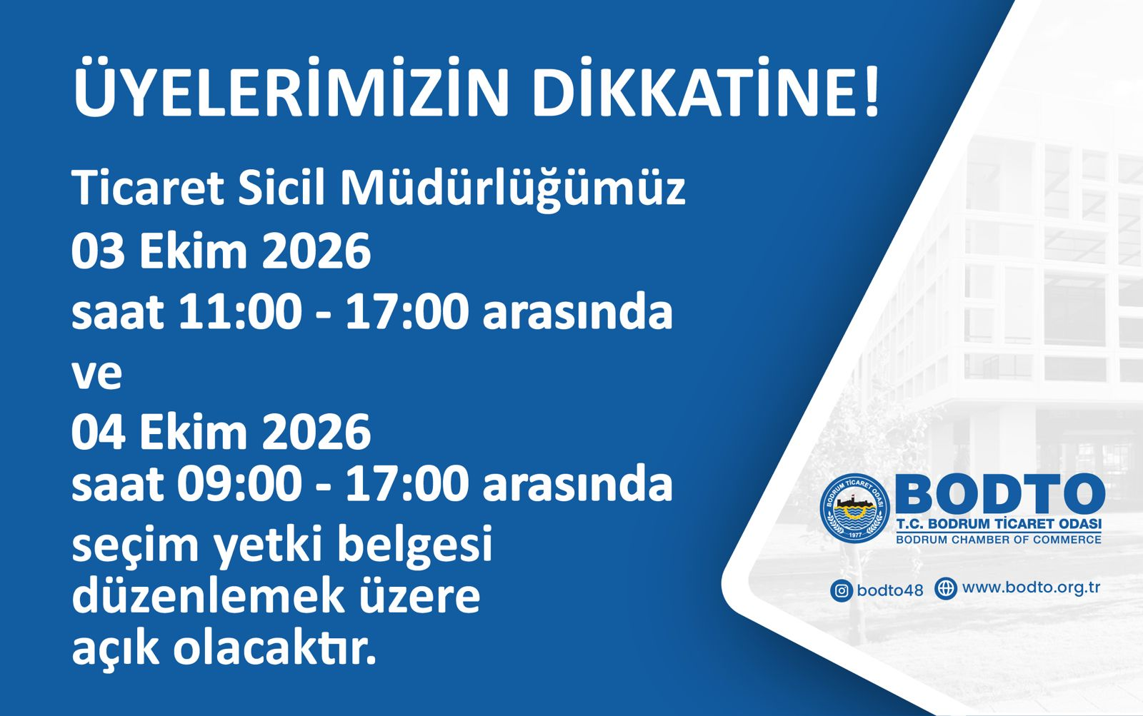 ÜYELERİMİZİN DİKKATİNE!